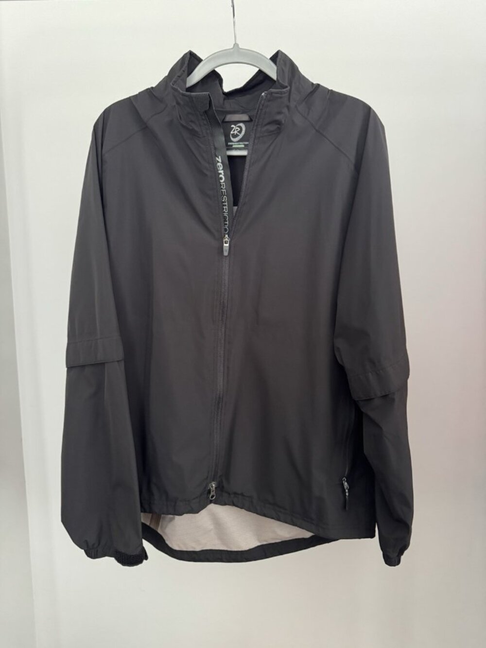 Zero Restriction Golf Jacket Men's Large Black Windbreaker 2-Way Sleeves